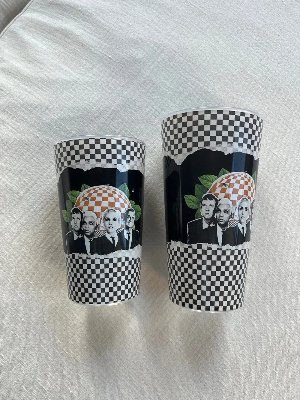 Set of 2 No Doubt at the Sphere Checkered Black & White Cups